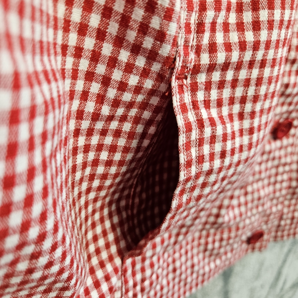 Red Checkered Button-Up Shirt - image 4